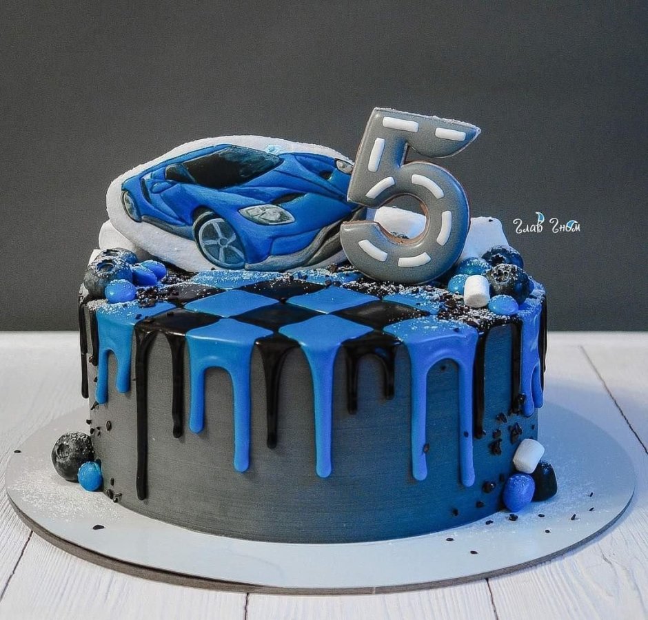 Синий торт для мальчика на день рождения