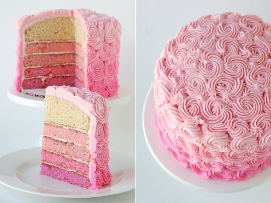Торт с розовыми коржами