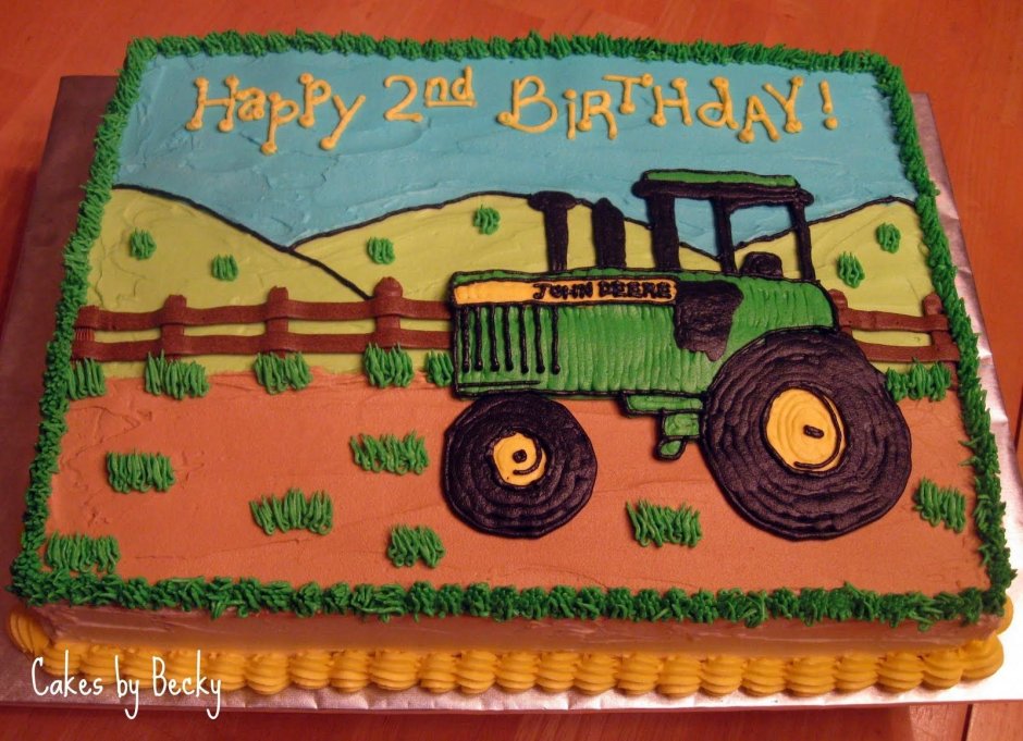 Кремовый торт для мальчика трактор