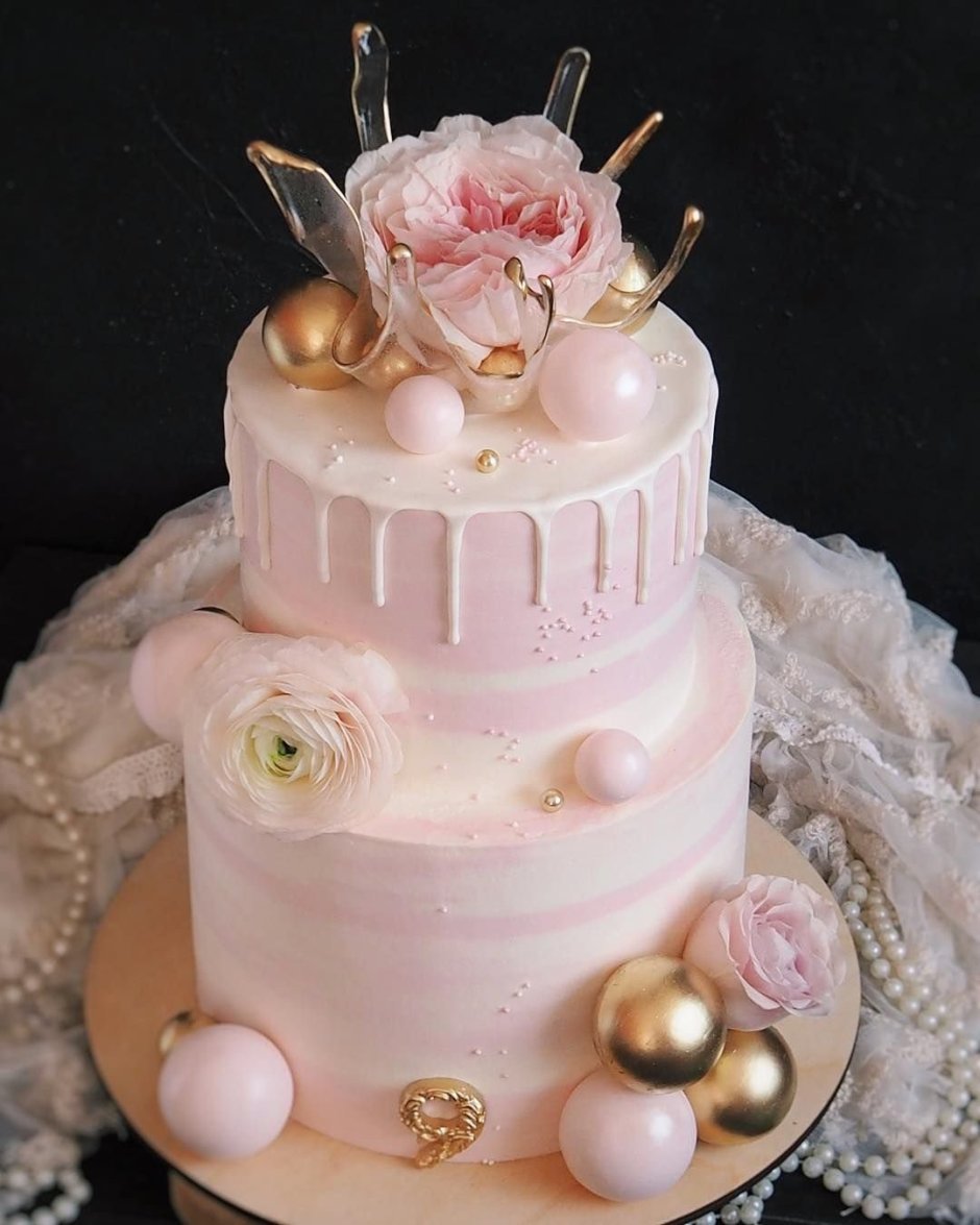 Свадебный торт розовая Жемчужина