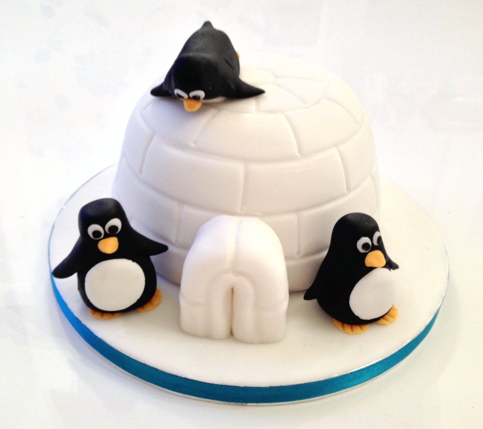Прямоугольный торт с пингвинами