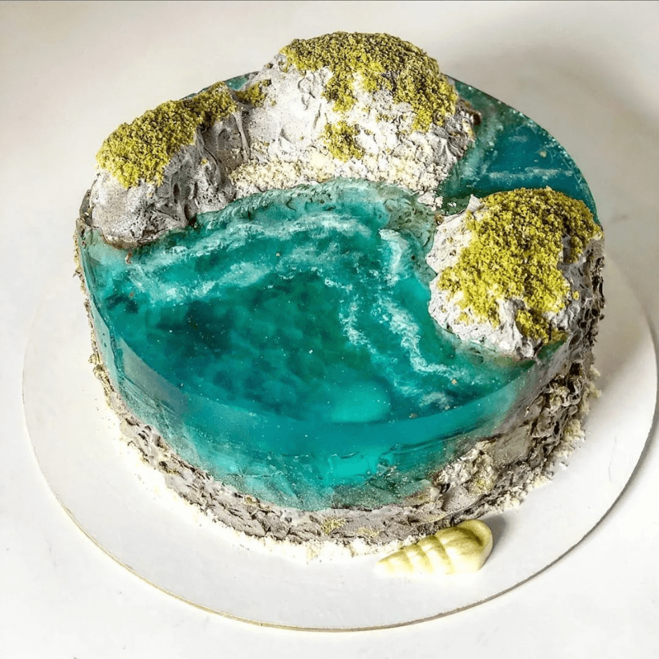 Торт с желе морской остров