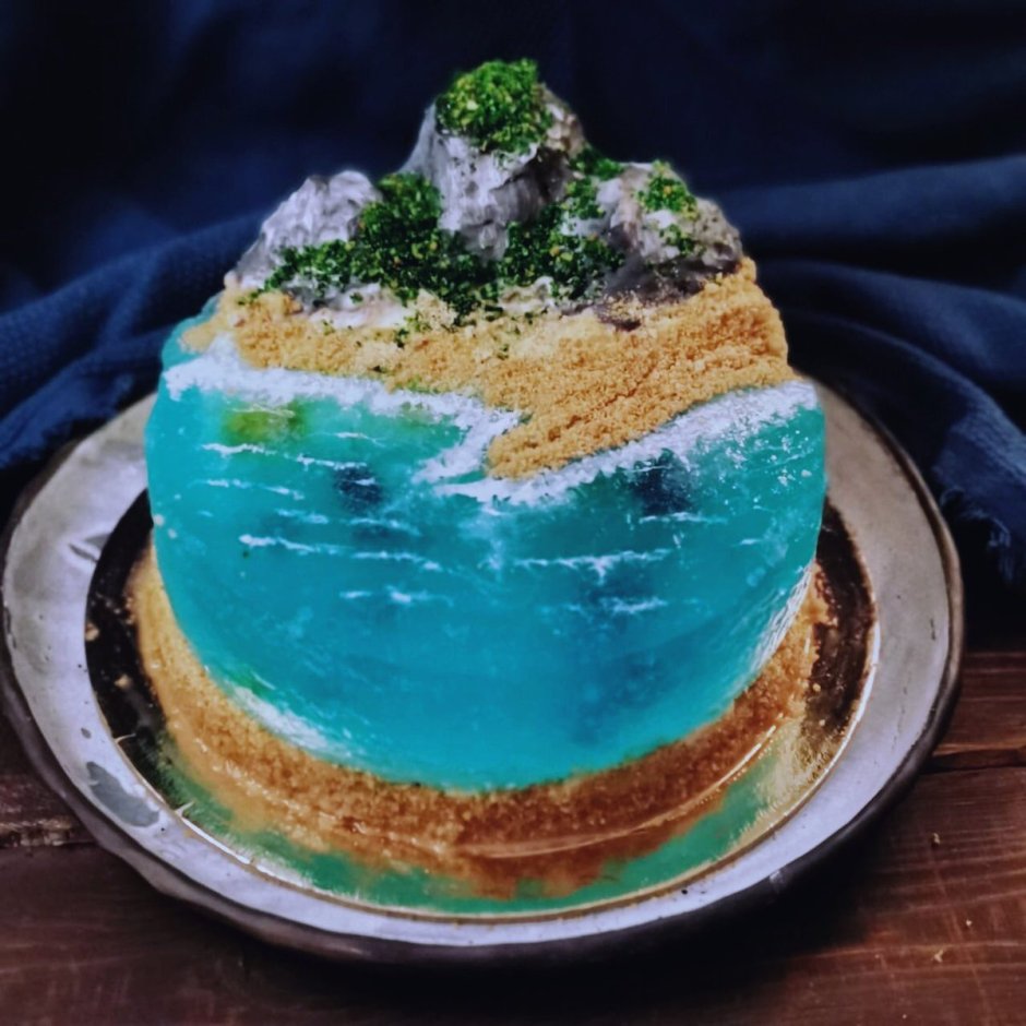 Торт с желе морской остров