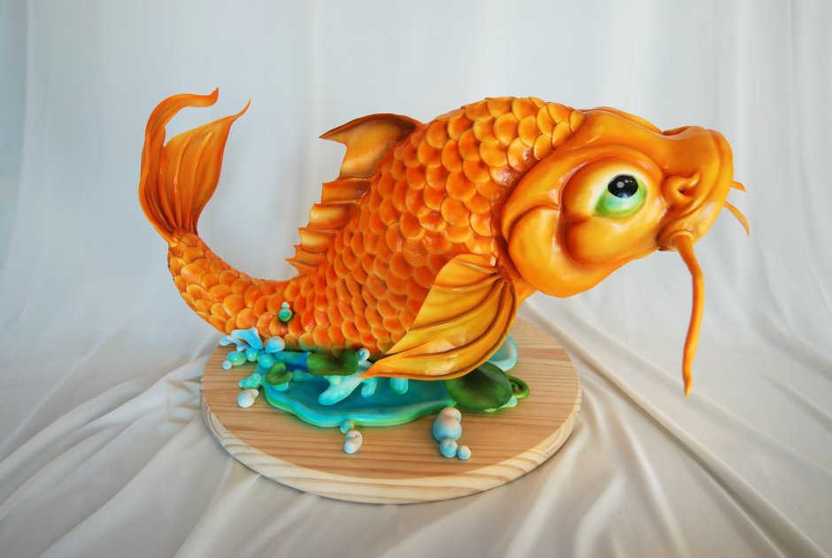 Торт 3д Золотая рыбка