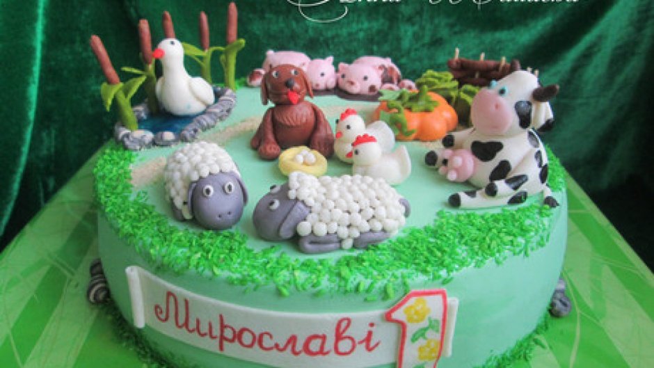 Детский торт с домашними животными