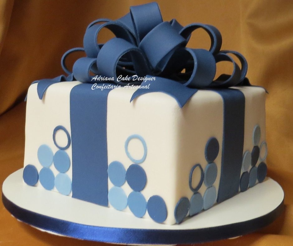 Торт мужской синий квадратный