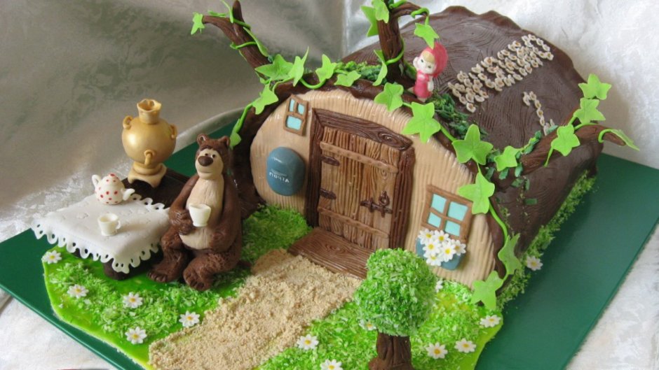 Торт домик с медведями
