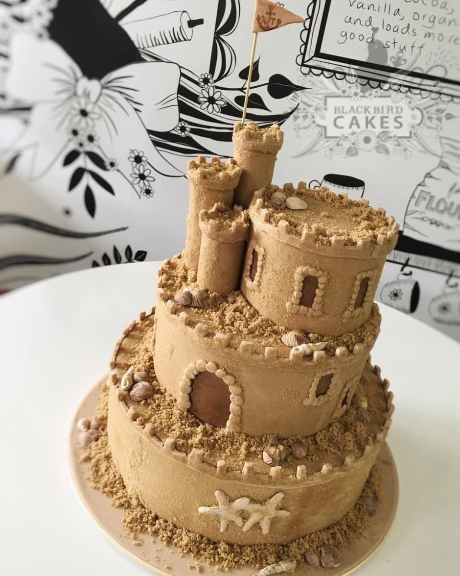 Торт замок из песка