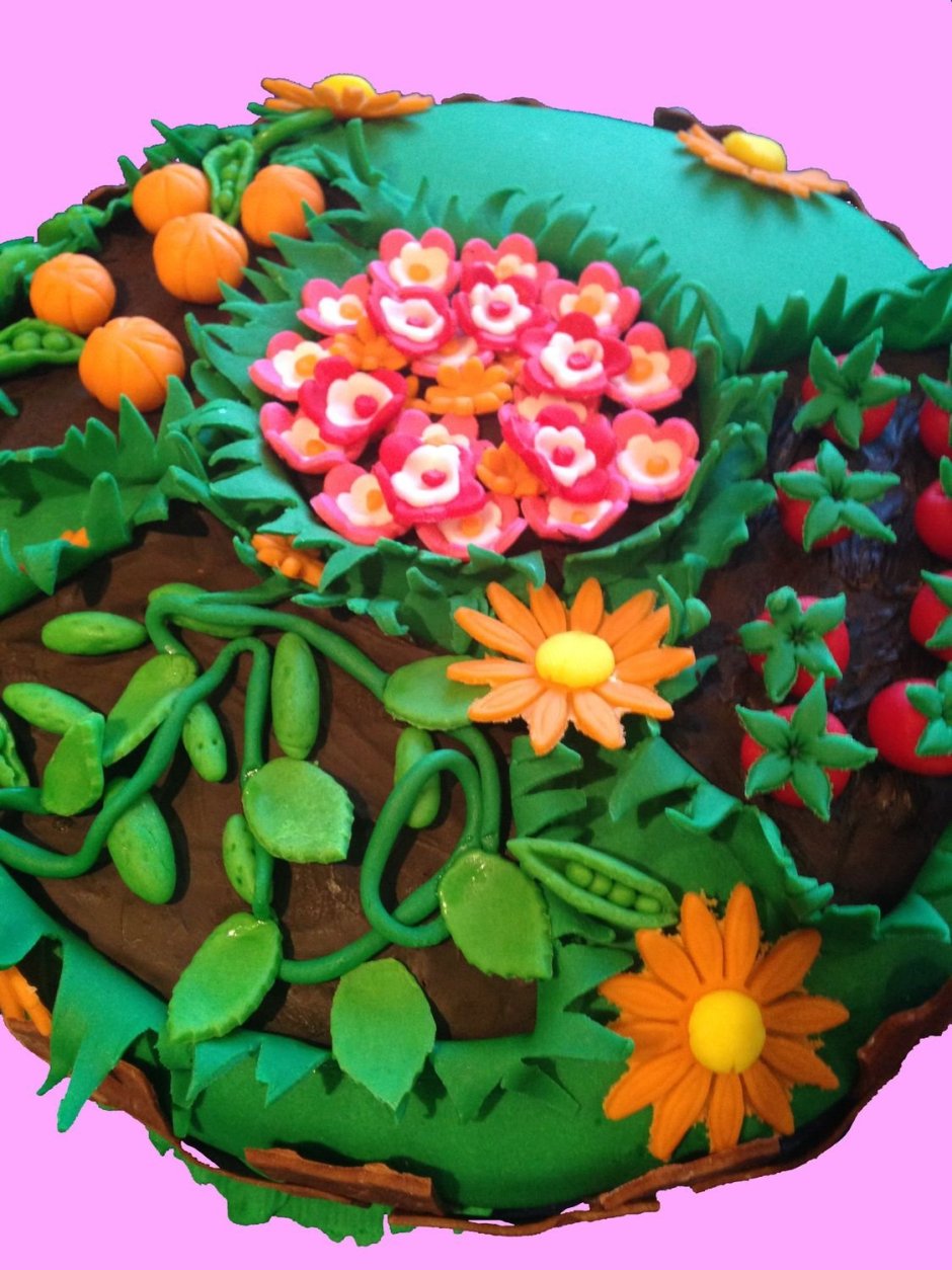 Торт клумба с цветами