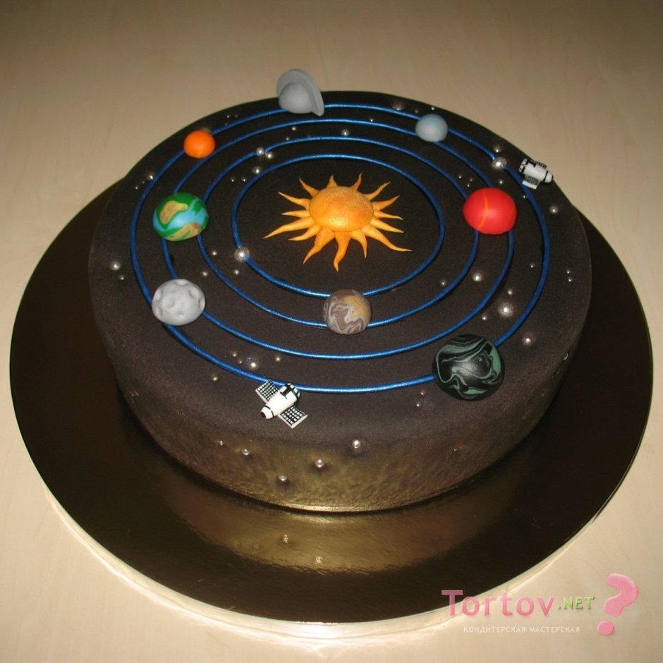 Торт в виде космоса с планетами