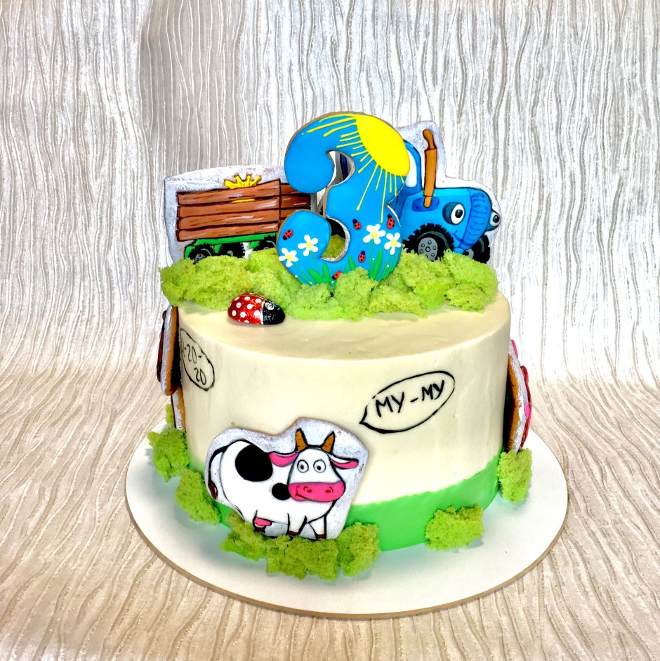 Торт с топпером трактор детский