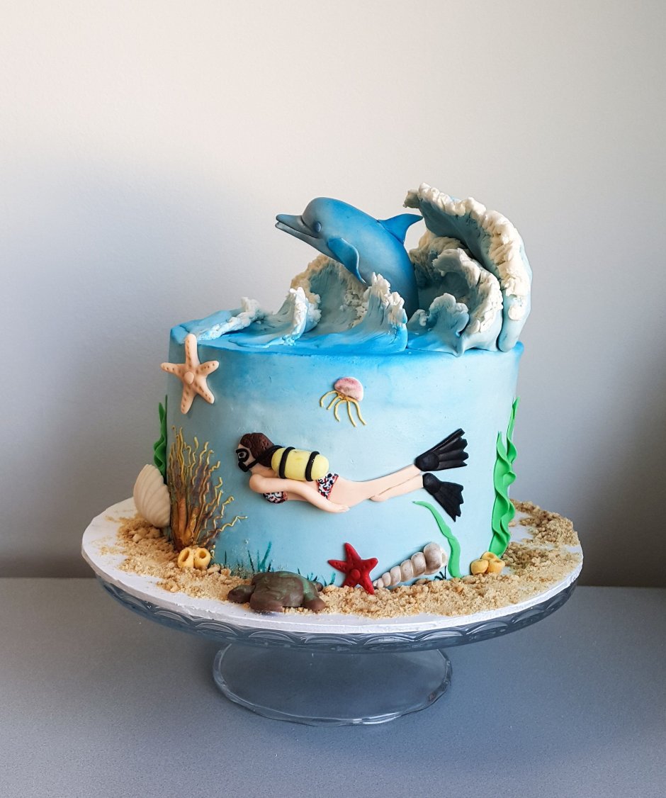 Торт с тематикой плавание