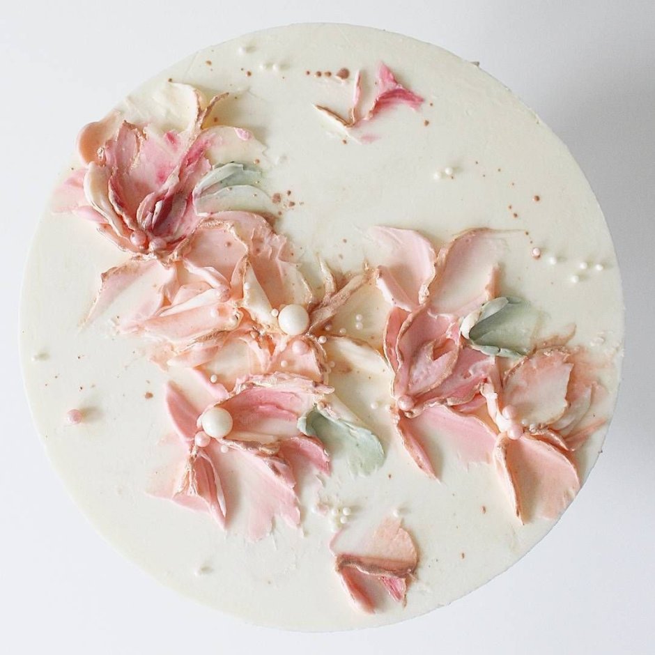 Украшение торта акварельными цветами