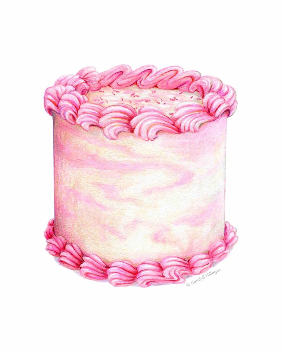 Торт акварельный розовый