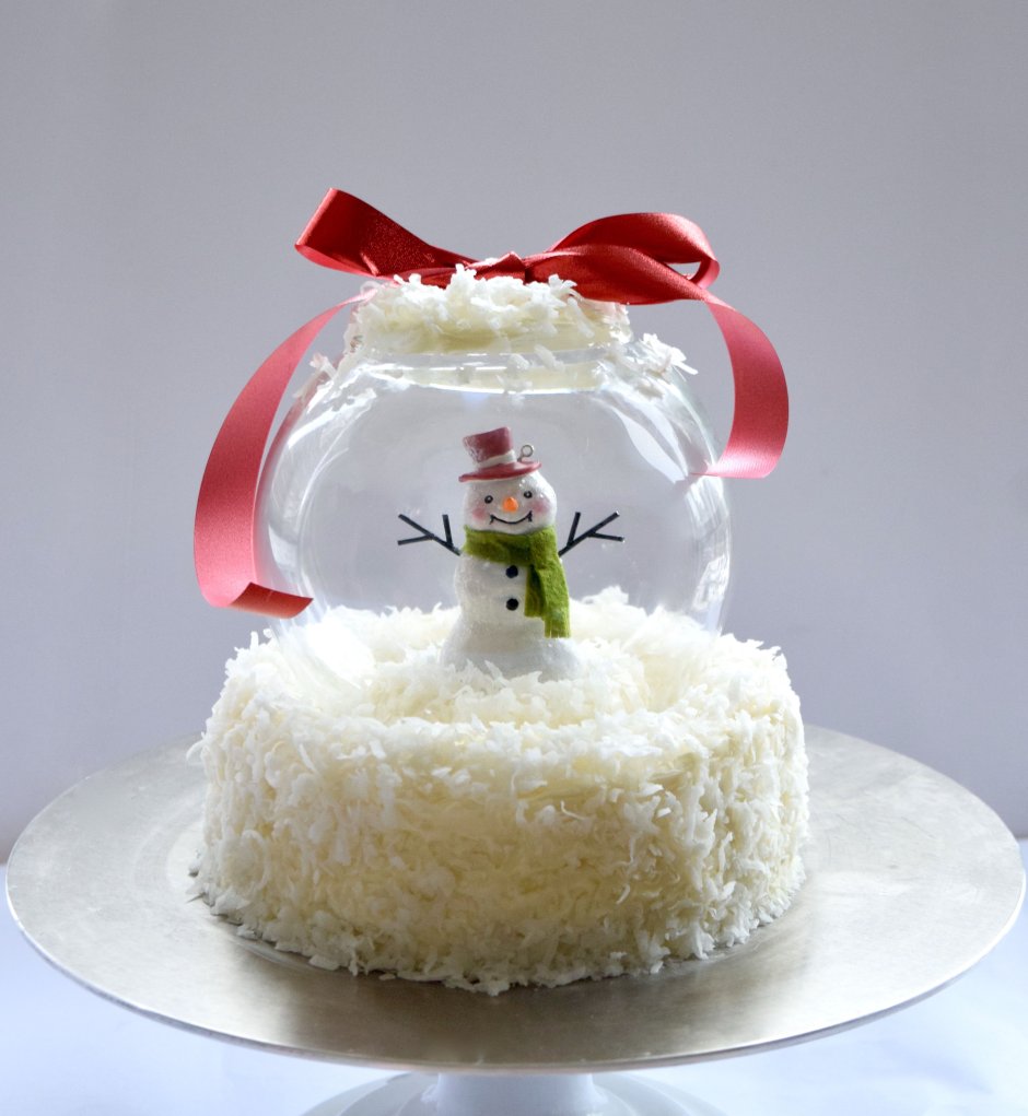 Торт новогодний со снежным шаром