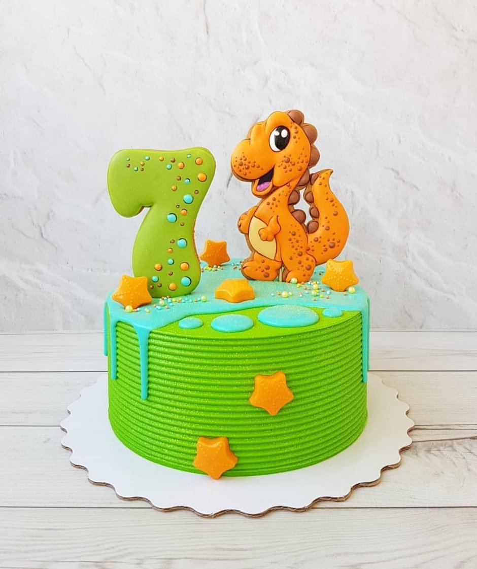Торт с динозаврами для мальчика 3 года