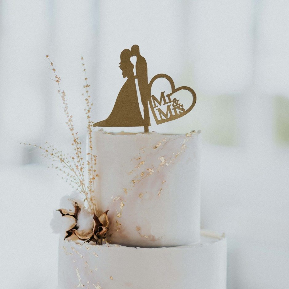 Топпер зеркальный на торт свадебный