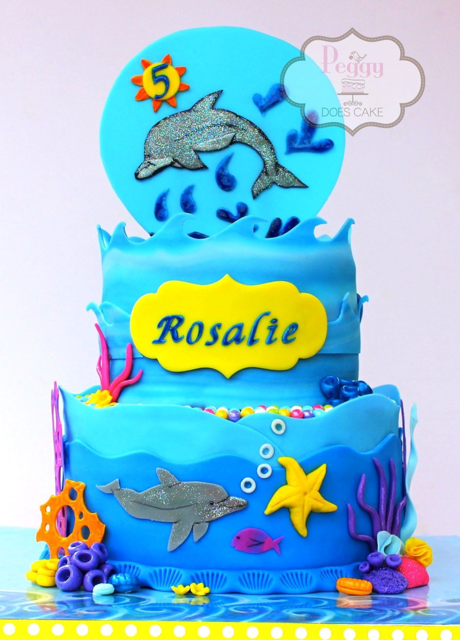 Торт с дельфинами детский