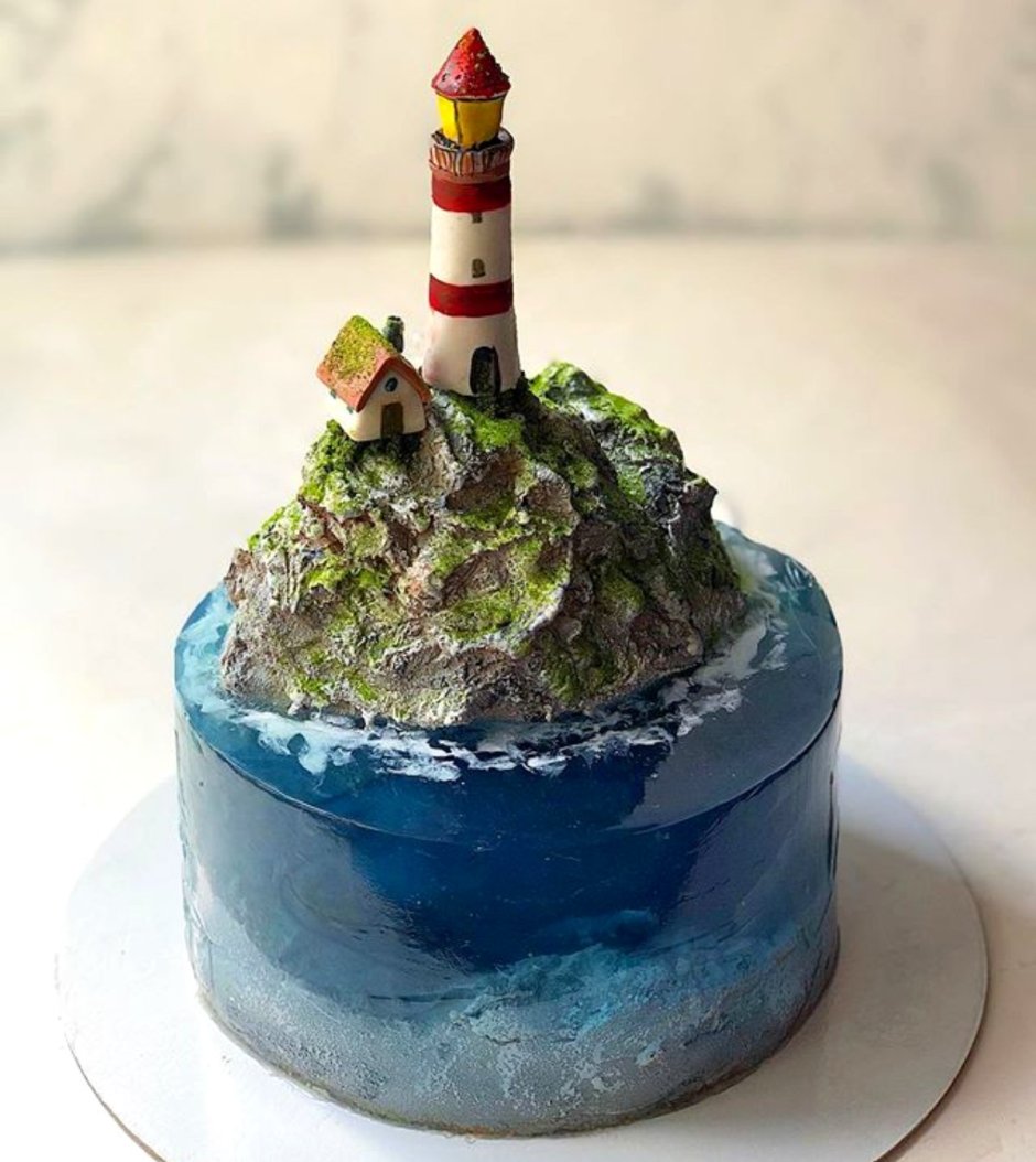 Торт остров с маяком