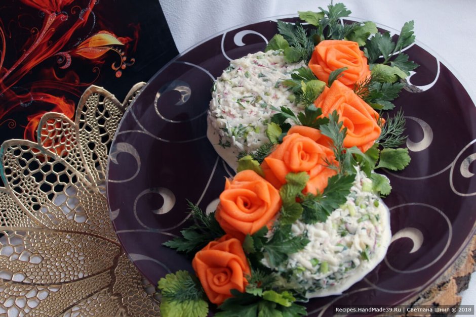 Украшение салатов на свадебный стол