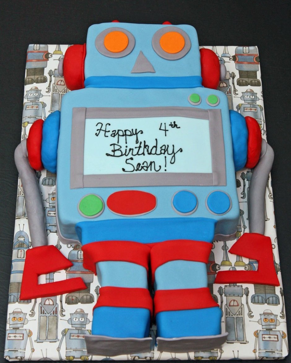 Торт с роботом для мальчика