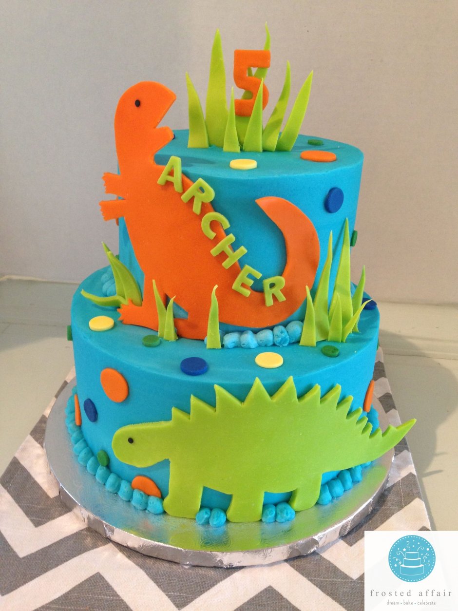 Плоскостное украшение детского торта динозавры