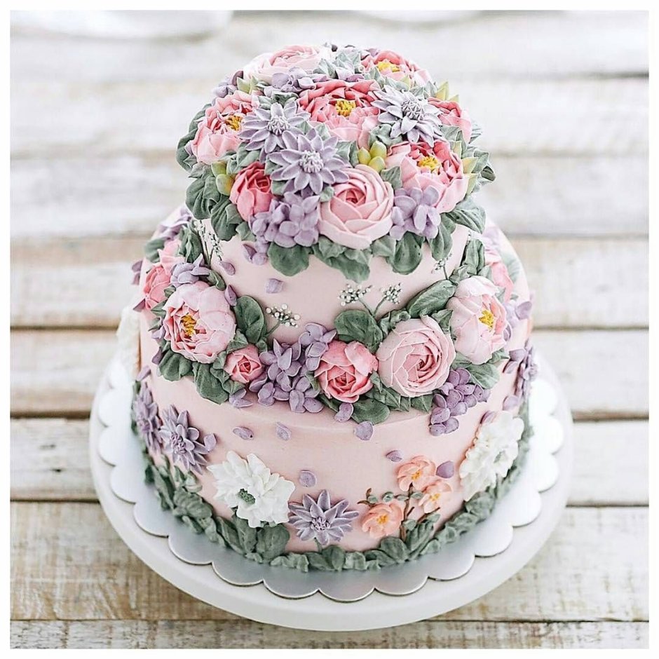 Летний торт с цветами