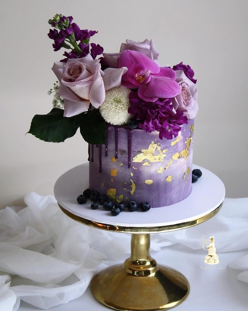 Фиолетово золотой торт