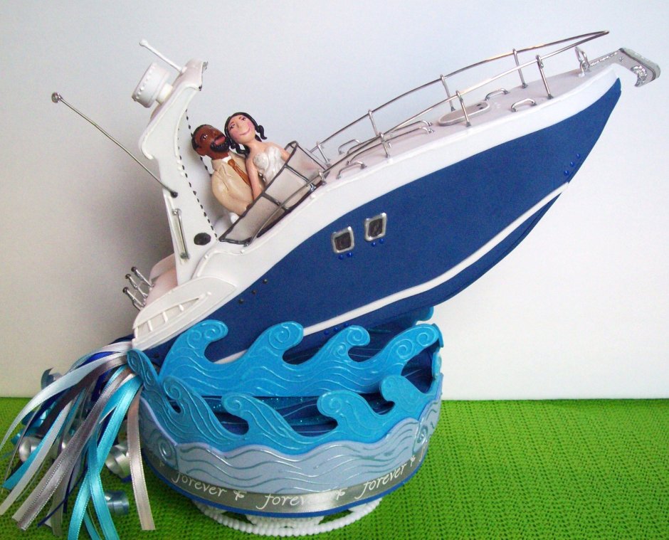 Торт рыбаку с яхтой