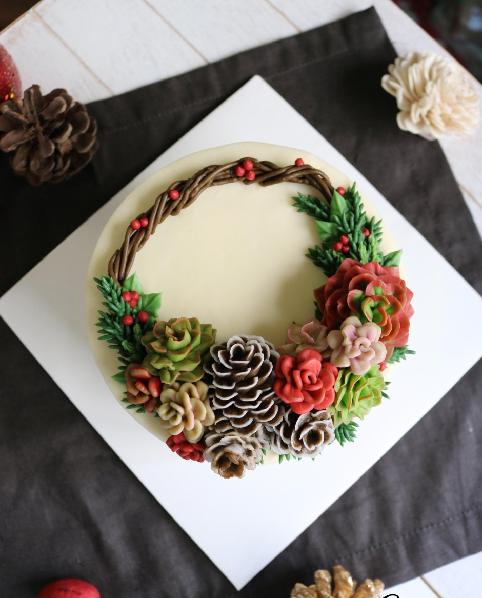 Торт Рождественский венок декор