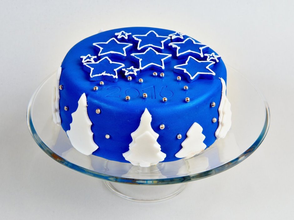 Декор торта новогодний голубой
