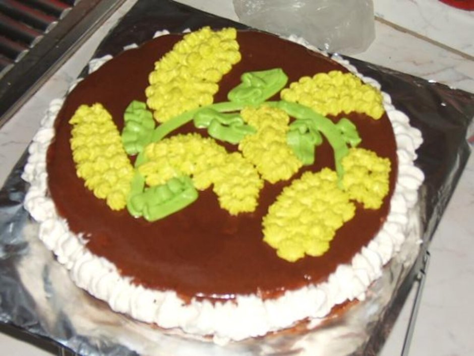 Торт украшенный мимозой
