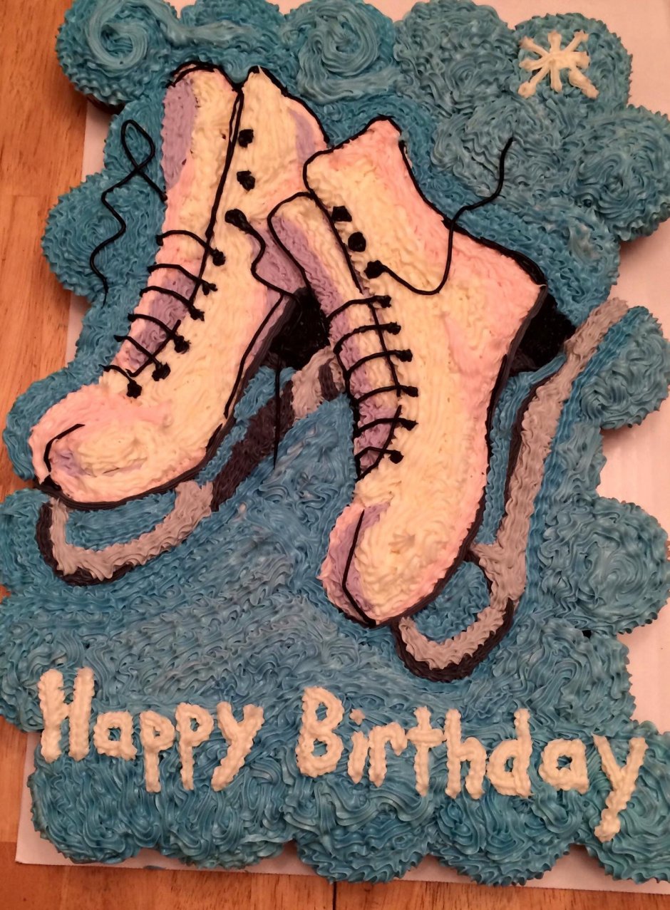 Открытка с днем рождения с коньками