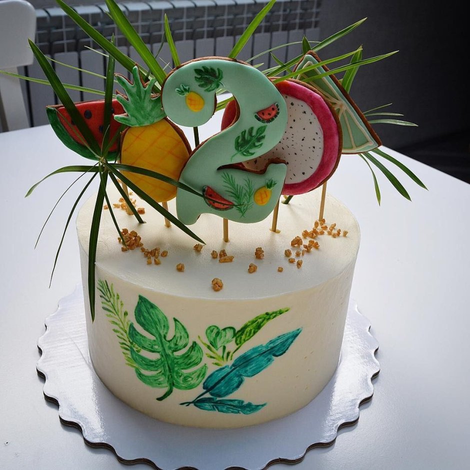 Украшение торта в тропическом стиле