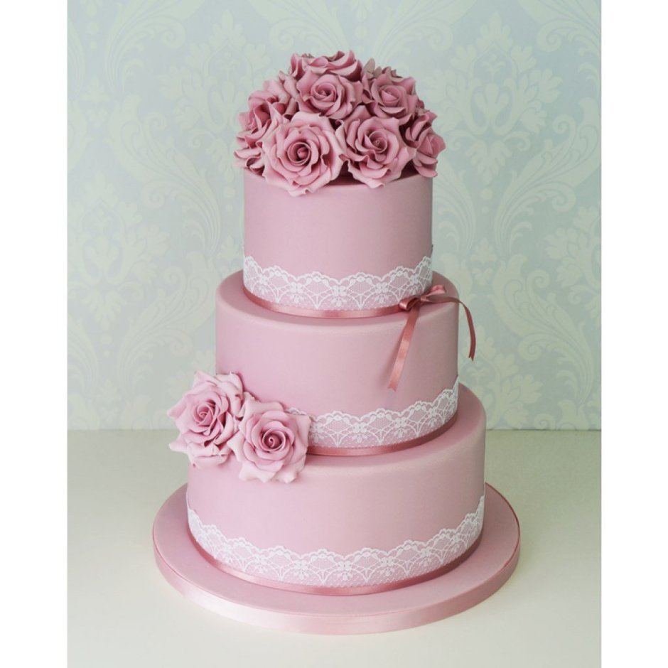 Тортик на розовую свадьбу