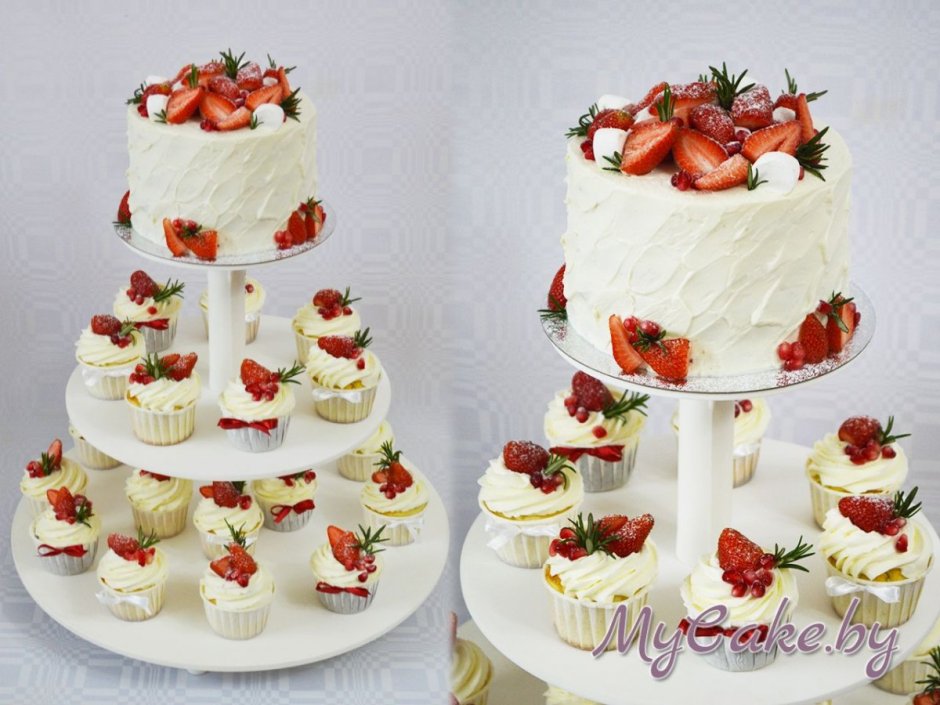 Свадебный торт и трайфлы с ягодами