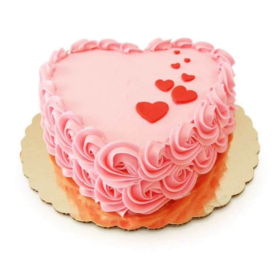 Торт в виде сердца розовый