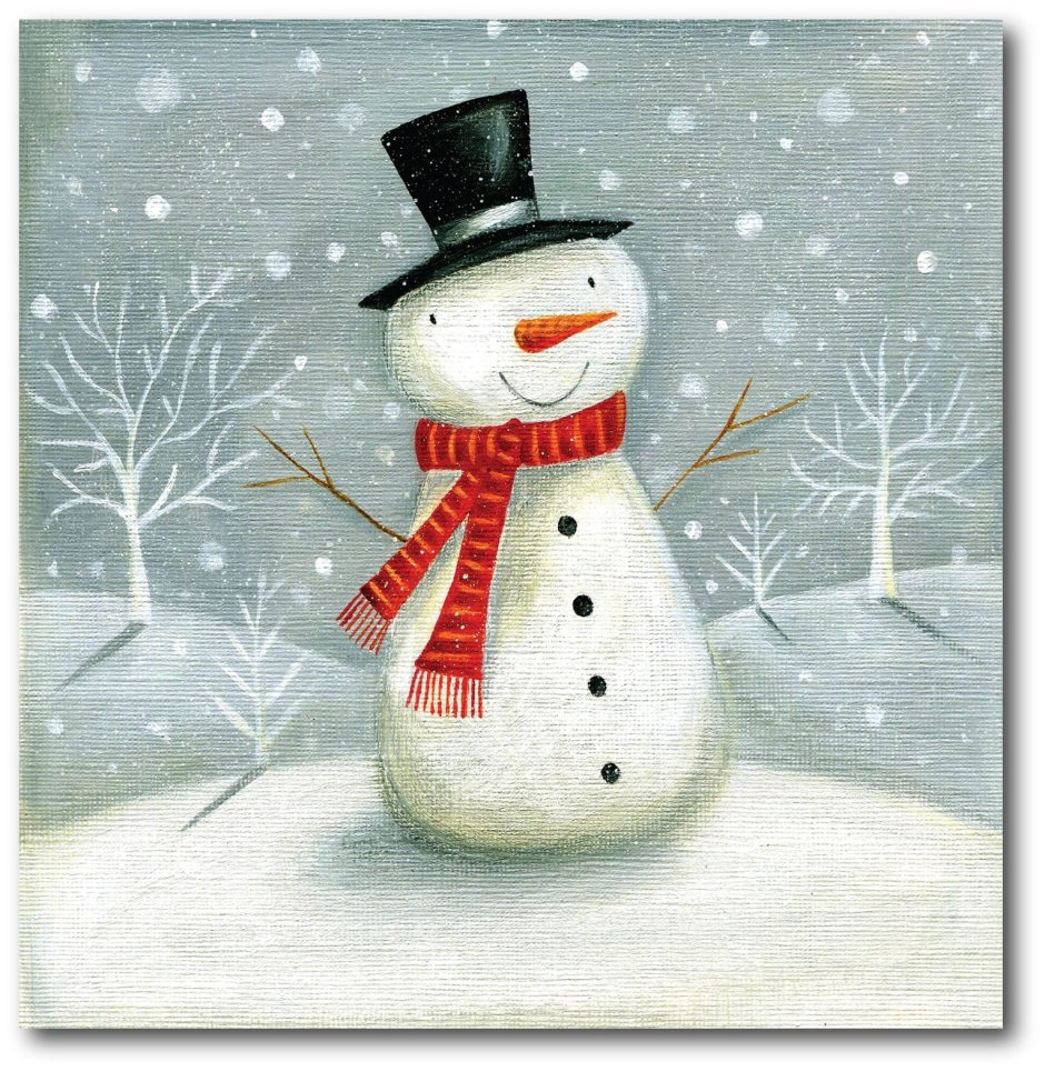 Снеговик живопись