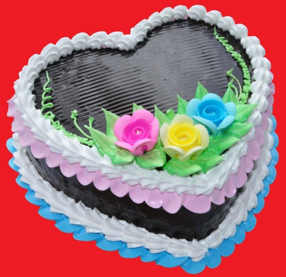 Торт сердце корзинка с цветами