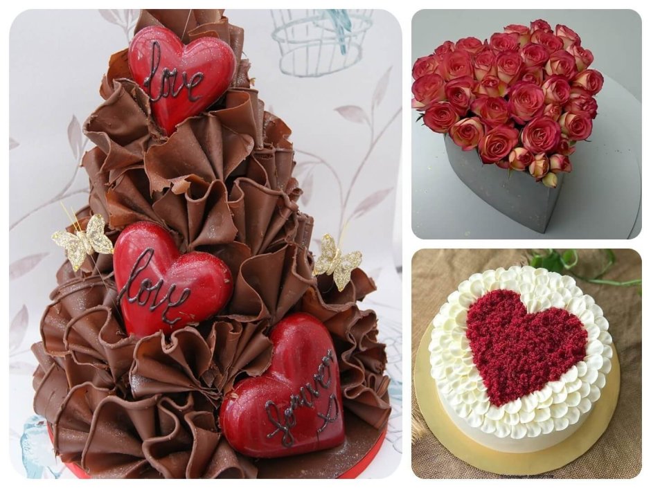 Торт украшенный шоколадными сердечками