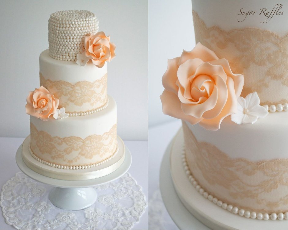 Свадебный торт персикового цвета