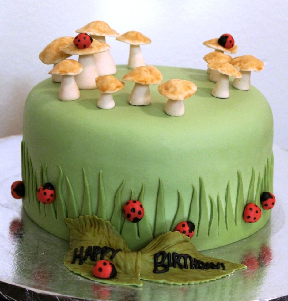Украшение торта грибочками