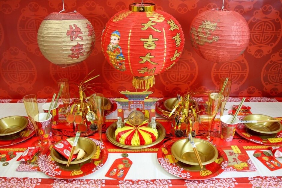 Новогодний стол в китайском стиле