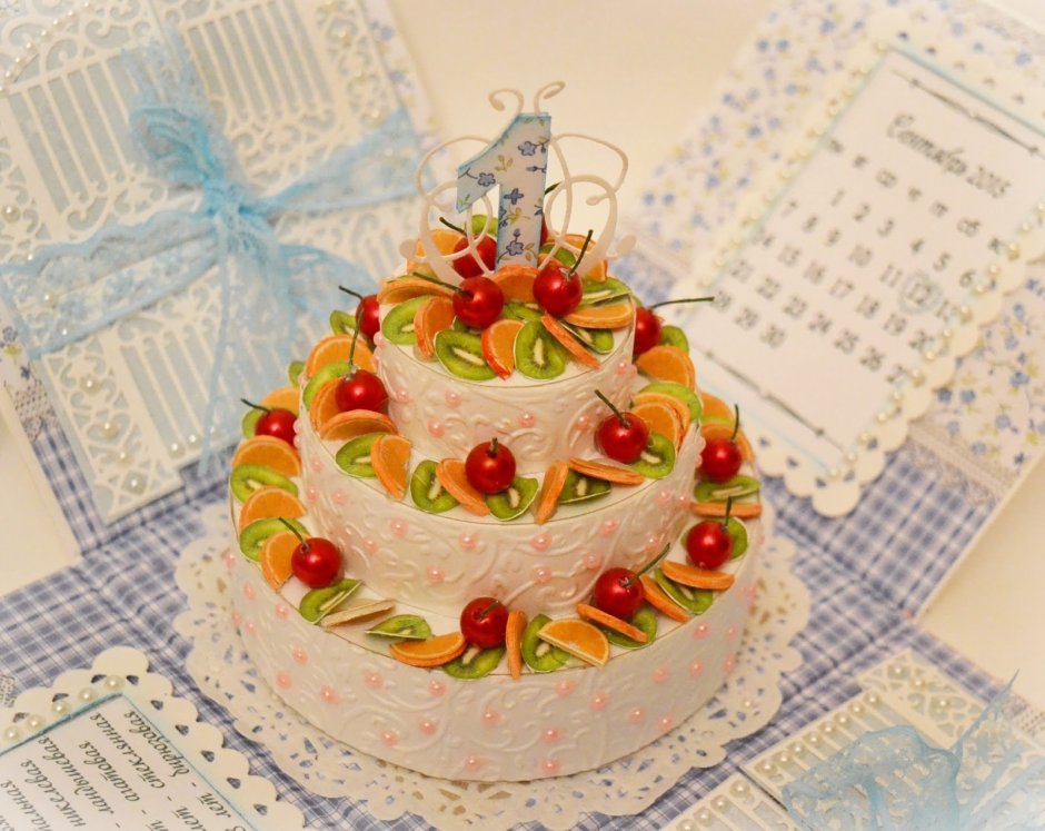 Квадратный торт на ситцевую свадьбу