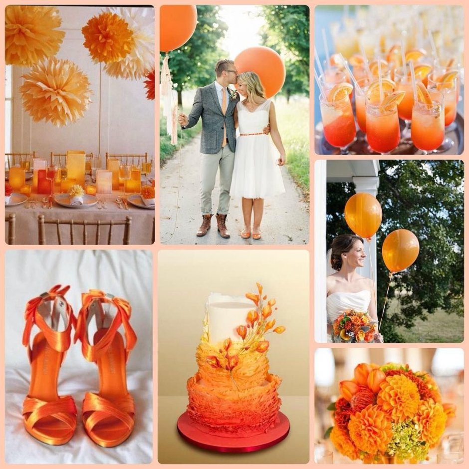 Оранжевый декор свадьбы
