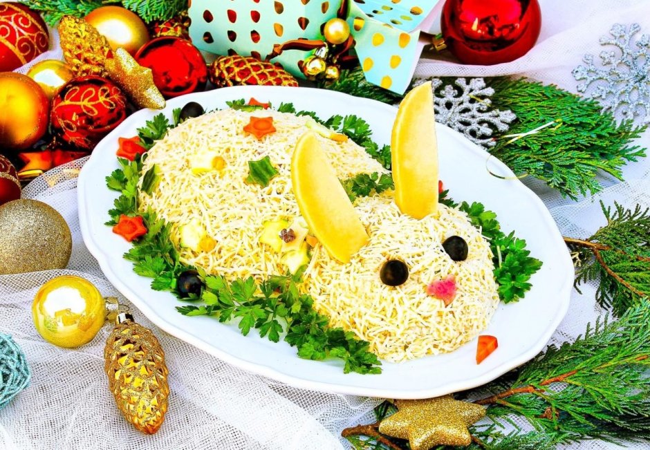 Новогодний салат с рисом