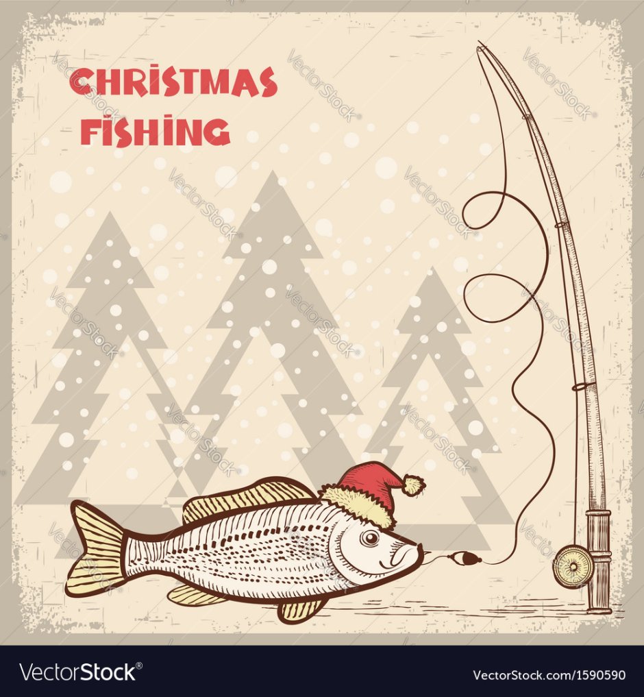 Новогодняя открытка с рыбкой