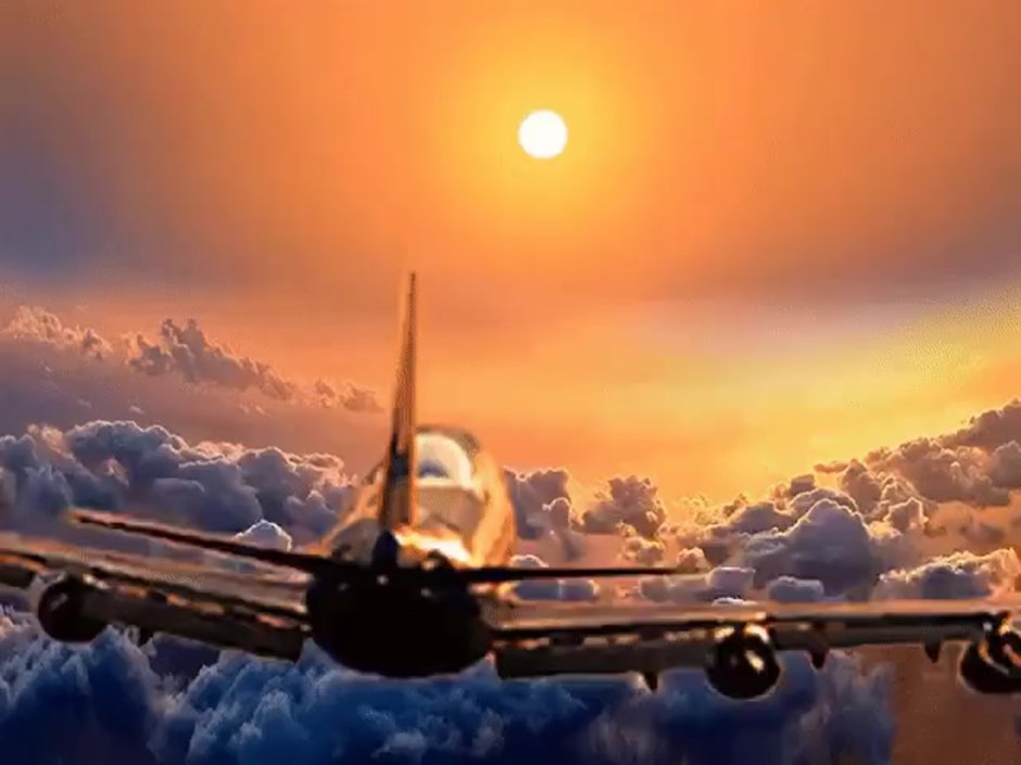 Анимация самолет летит