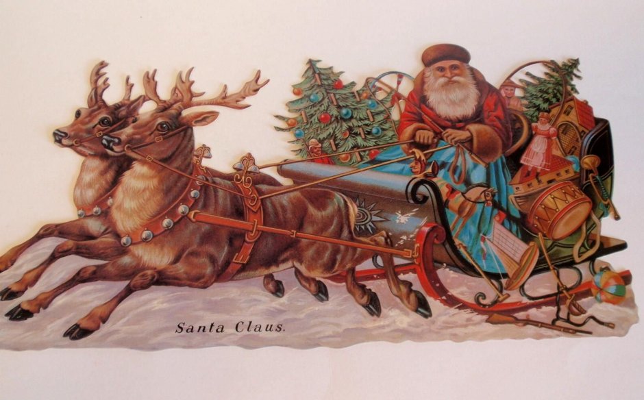 Винтажные открытки с новым годом дед Мороз с носками
