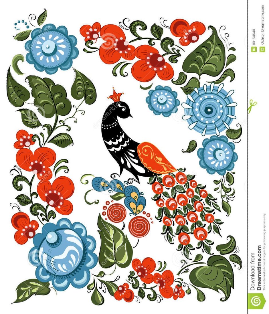 Орнамент с птицами и цветами